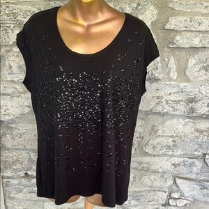 Black Sequin Embellished Top